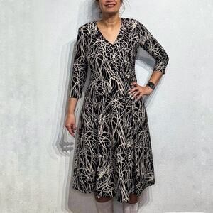 Requirements Black Vintage Midi Faux Wrap Dress Sz M